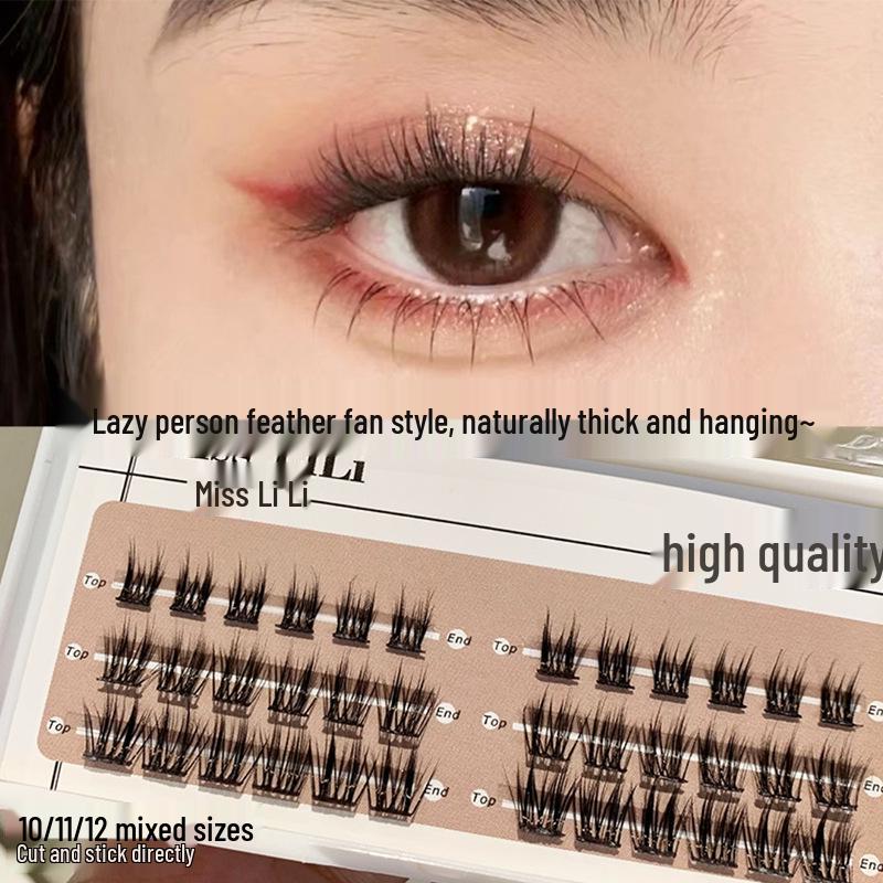 Miss LiLi Gemini Feather Fan False Eyelashes – Natural, Realistic Cluster Lashes for Effortless Application Three Rows Gemini