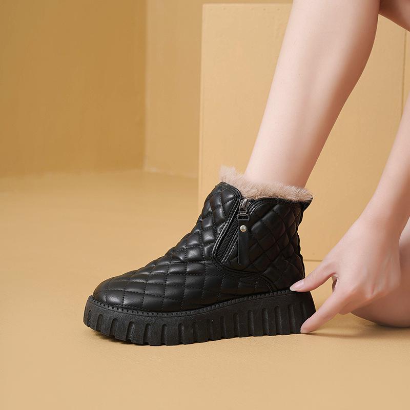 Bottines Paul Tinino doublées en polaire pour femmes - Coupe-vent, Chaudes, Légères, Grande taille, Chaussures d'hiver à la mode