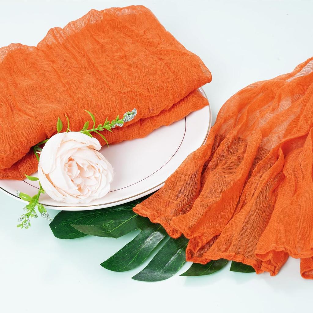 Nydotd 6pcs Fall Cheesecloth Napk Thanksgiving Boho Dinner Napk Wrinkled Rustic Linen Table Decorative Cloth Napk for Wedding Party Baby Shower