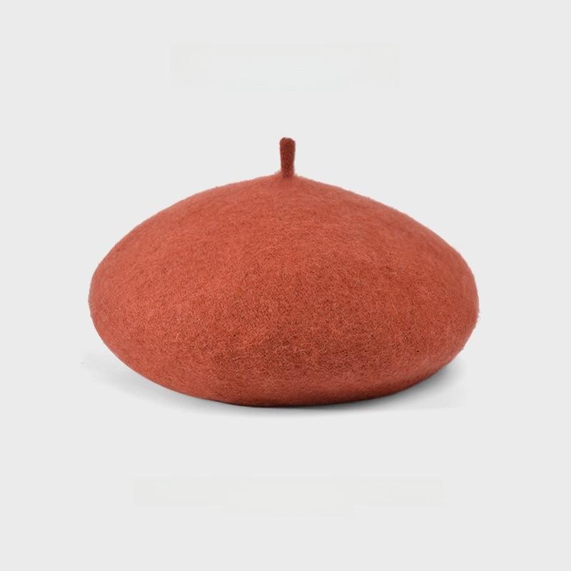 Plush Retro Fashionable Beret With Solid Color Design For Daily Cold Seasons
