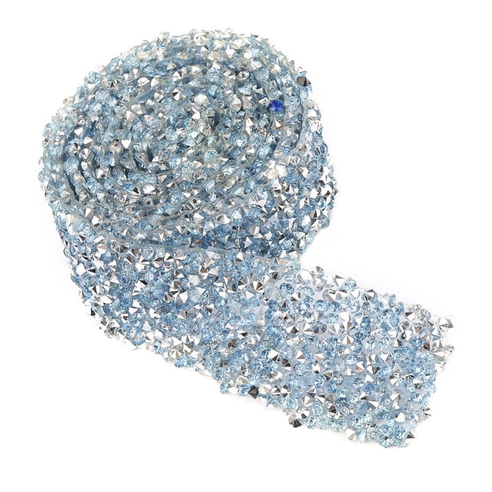 1pcs 1 Yard Length Rhinestone Mesh Ribbon 30mm Width Self-Adhesive Ribbon Crafts Decorations