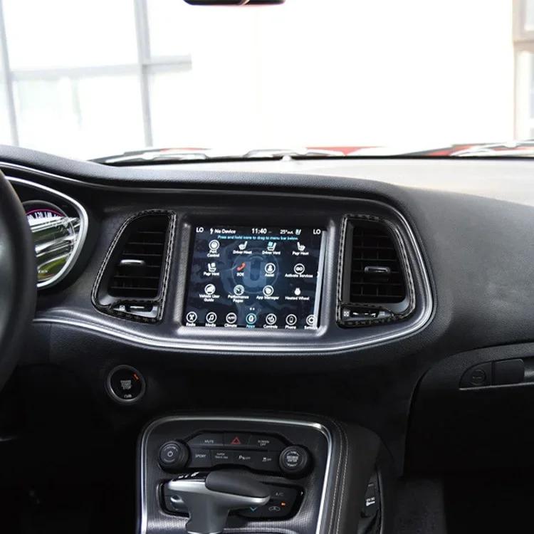 For Dodge Challenge 2015-2024 Accessories Carbon Fiber Interior Central Control Instrument Middle Tuyere Decoration Sticker 5D