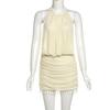 Sexy Womens Halter Sleeveless Bodycon Mini Dress With Tassel Beads 2025