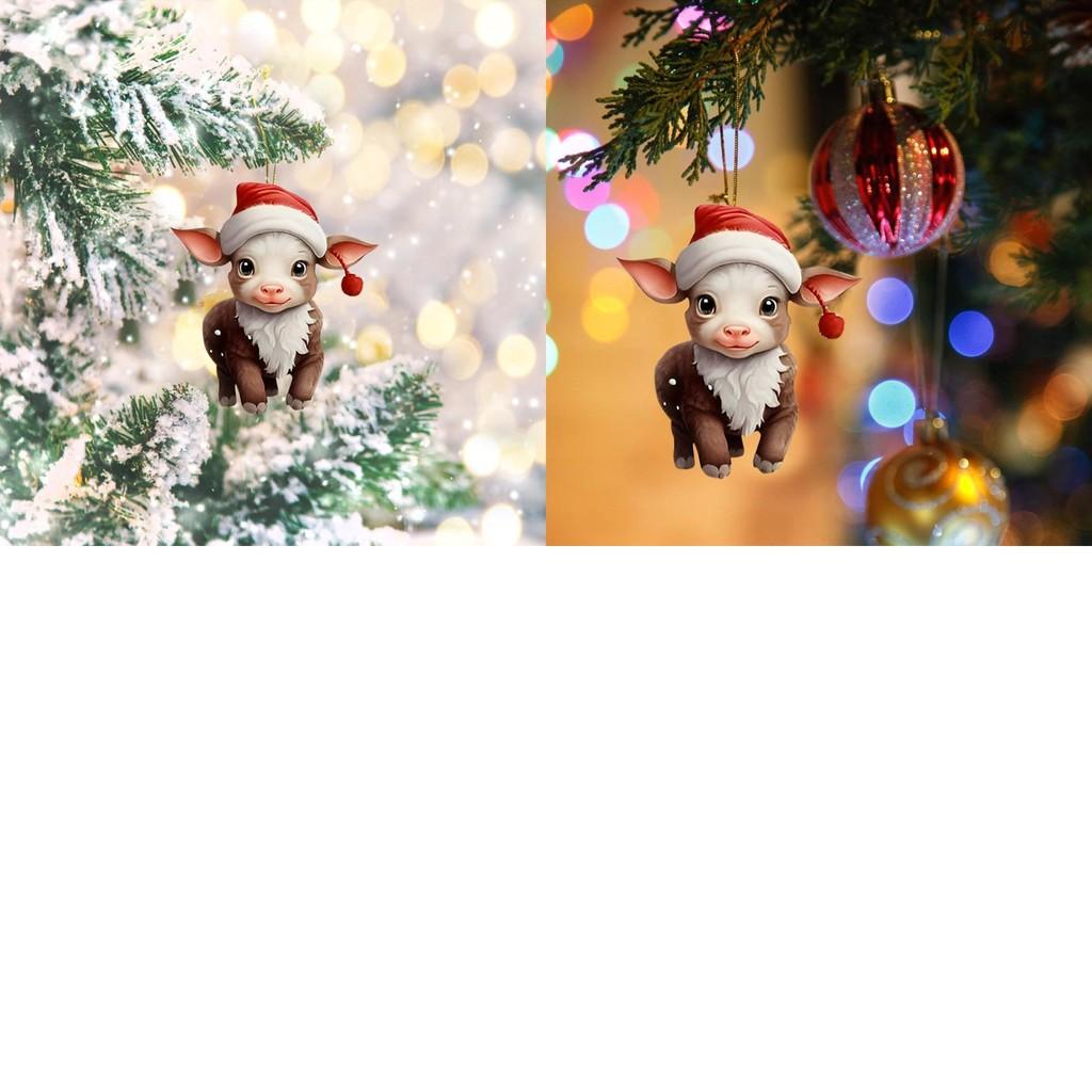 Creative Acrylic Bull Christmas Tree Ornament Colorful Car Interior Decoration
