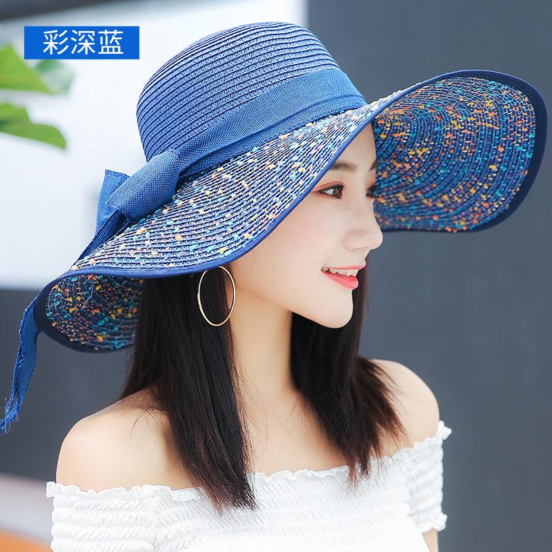 Beach straw hat summer seaside big eaves sunscreen visor versatile travel big edge foldable sun hat