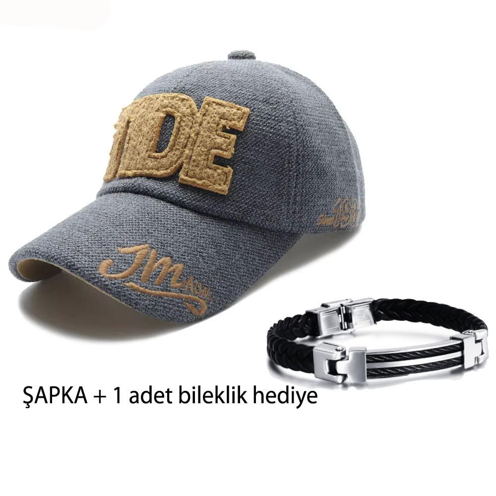

Kışlık kalın pamuk Baskılı beyzbol şapkası unisex mavi + bileklik siyah
