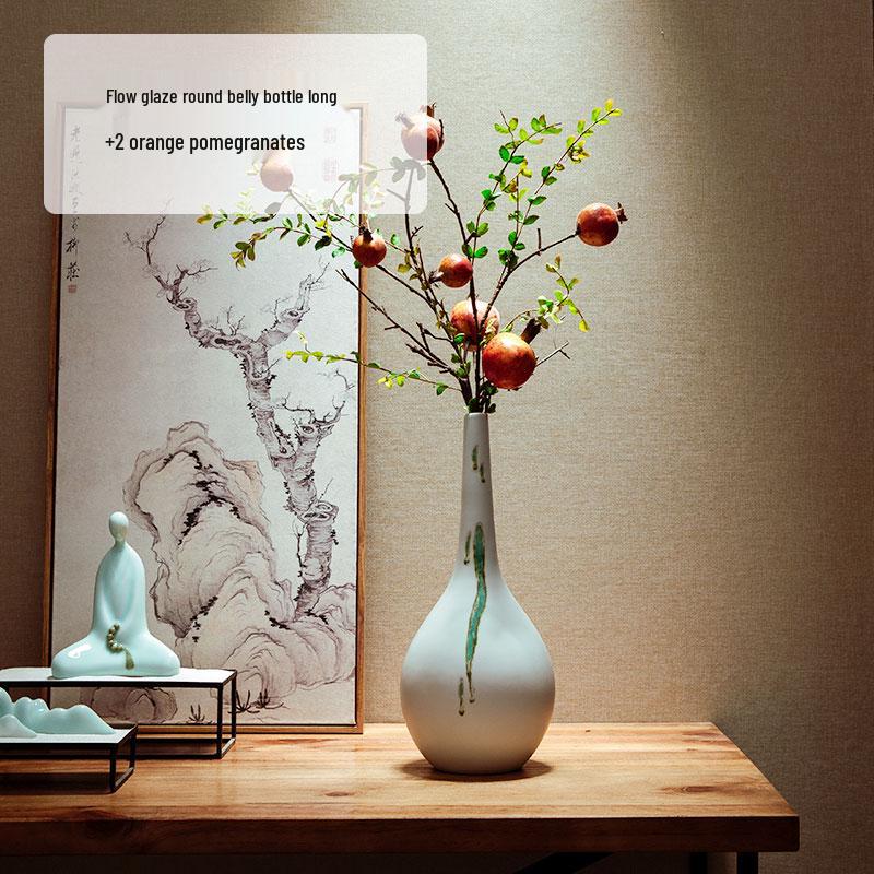 Zen Dried Flowers Vase Ornament for Dining Table, Entrance Hall, Living Room, or TV Cabinet