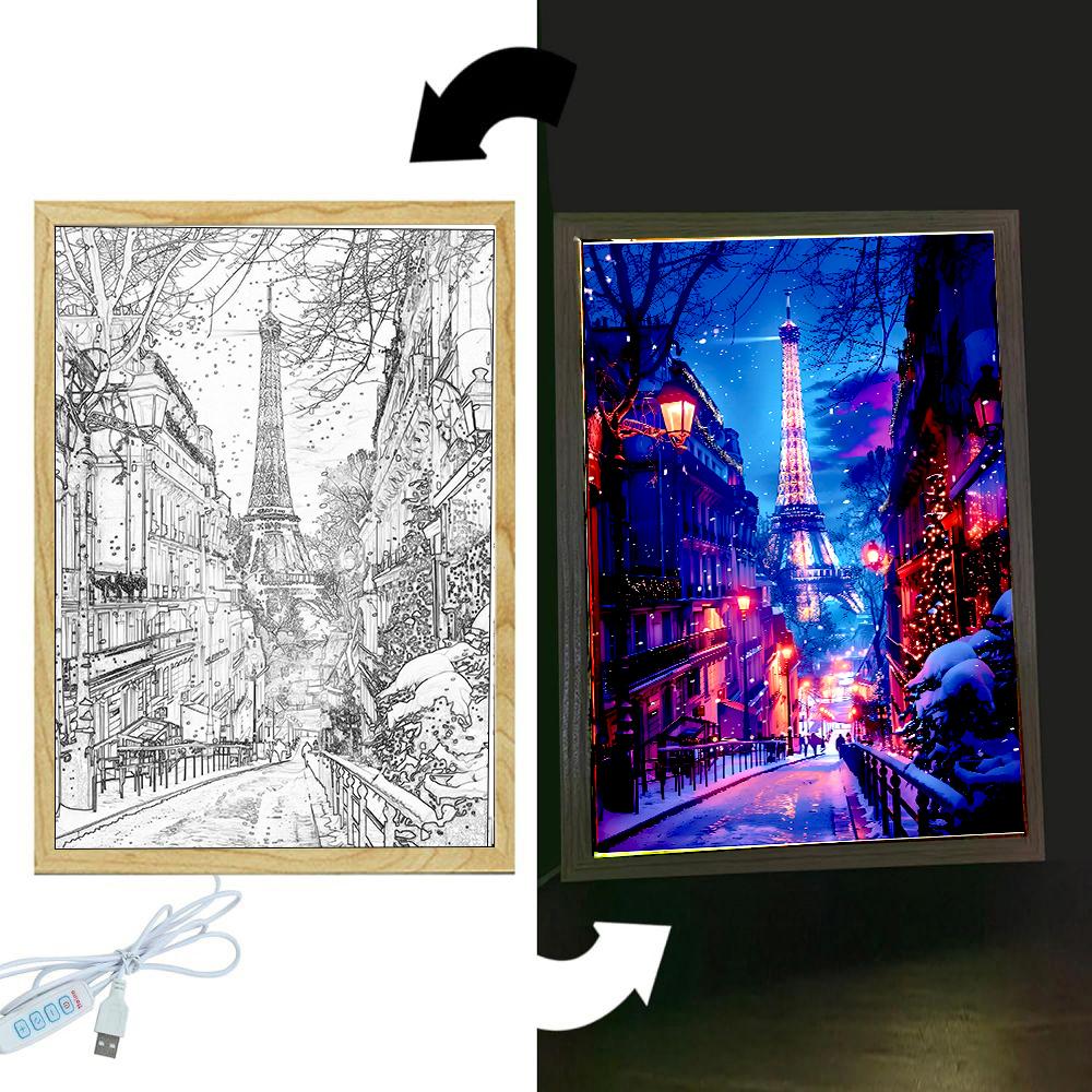 

Красивый город Париж Светопись Фоторамка Светодиодный ночник Настенные светильники Прикроватная тумбочка Домашний декор Рождественские подарки Лунный светильник A4(31x22cm)