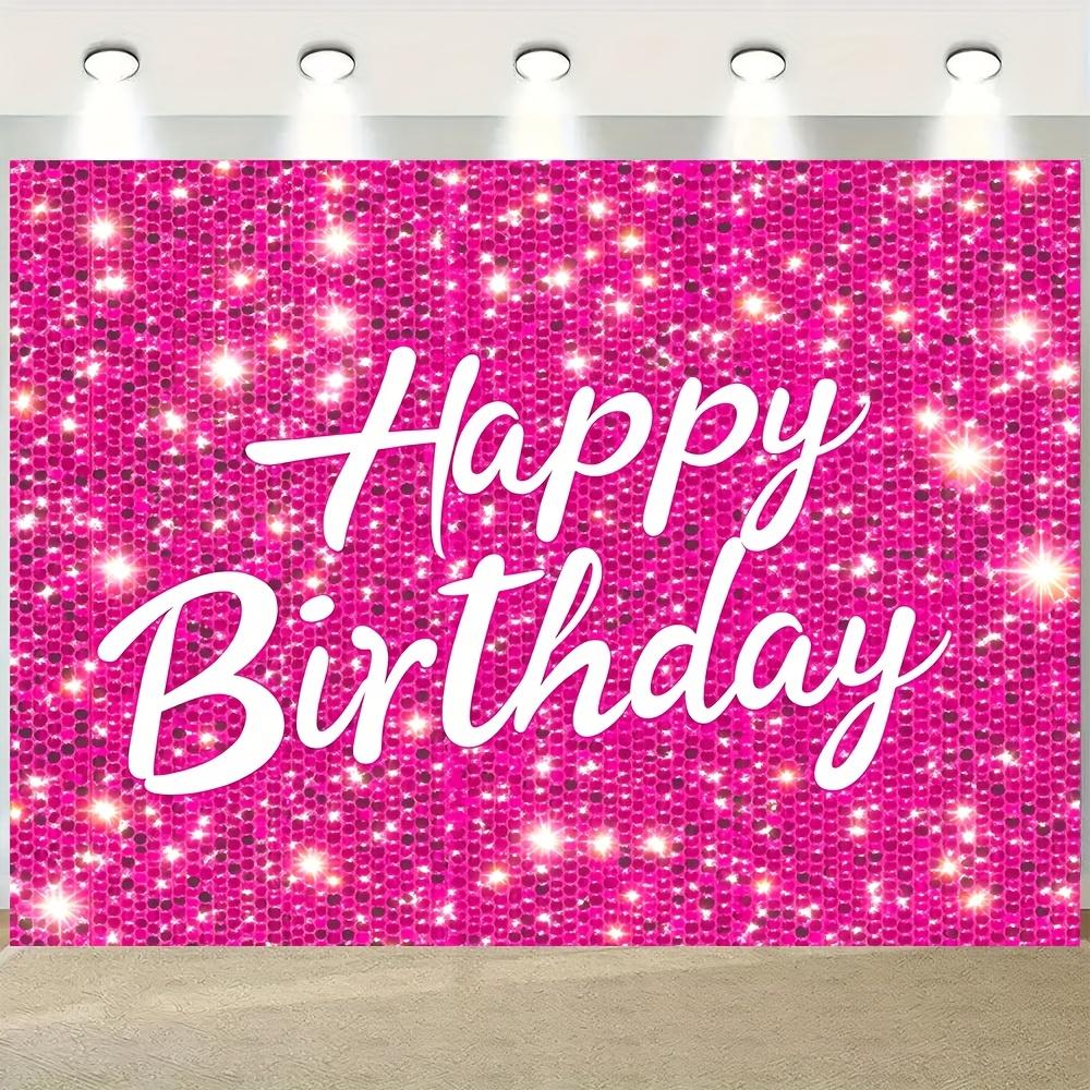 1 Piece Shining Pink Neon Happy Birthday Banner - Sparkling Background for Parties Cake Crush and Celebrations