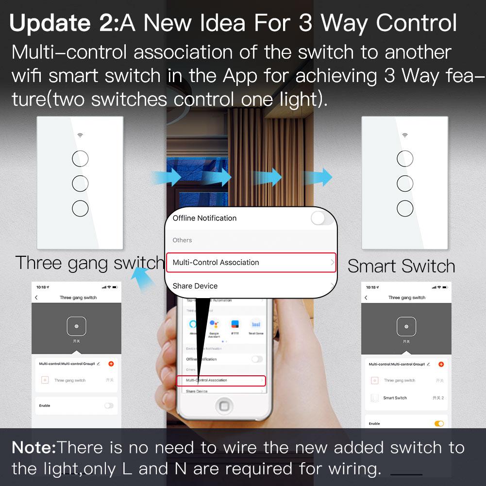 1/2/3/4 Gang Tuya Smartlife Wifi Wall Touch Smart Light Switch Interruptor Wifi Compatible With Alexa and Google Home