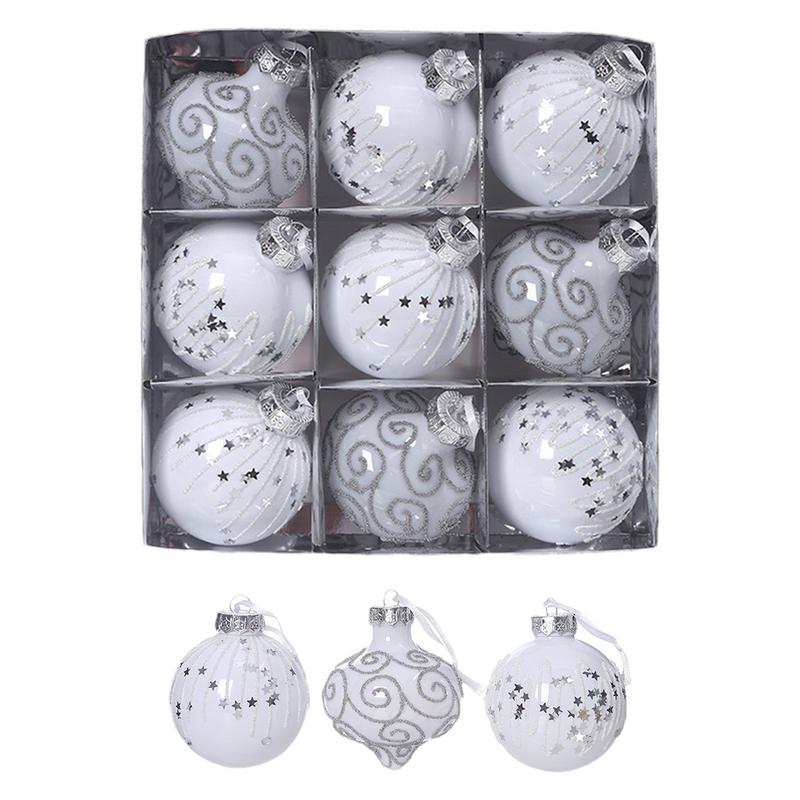 Christmas Ball 9 Pieces Ball Decorations 3.2 Inches Shatterproof Ornaments For Home Winter Party Outdoor Holiday Christmas Tree