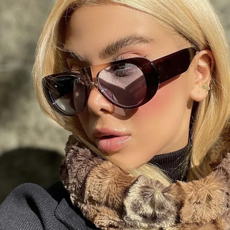 Vintage Oversized Ovale Solbriller Kvinner Menn Ny Mote Bred Stang Solbriller Damer Trendy Sexy Shades Lunettes De Soleil Homme
