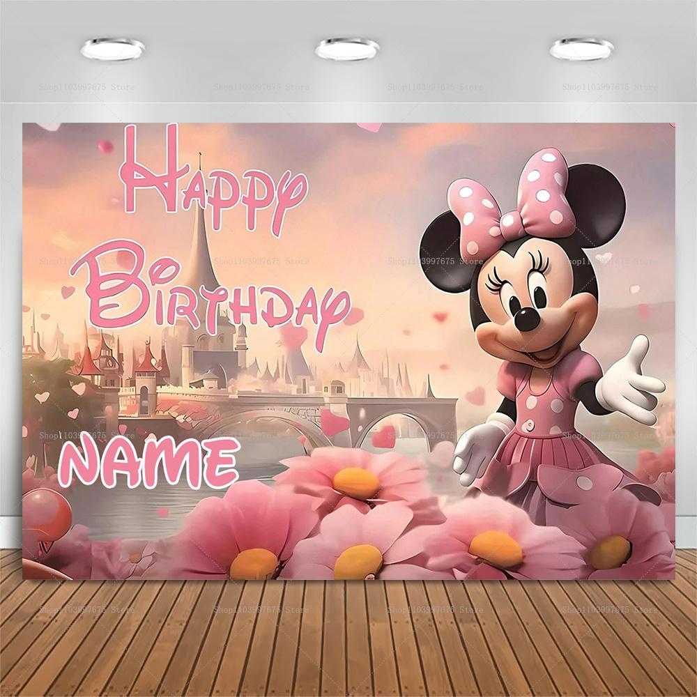 And Minnie Background Screens, Children's Party Decorations, Photographic Background, Personalized Named Banner, Baby Shower Accessories