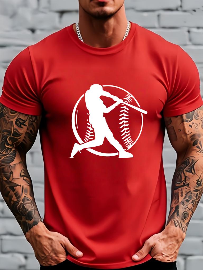 Unisex Summer Short Sleeve T Shirt Baseball Batter Silhouette Graphic Tee Crew Neck Sports Fan Casual Streetwear Unisexs Fashion Top