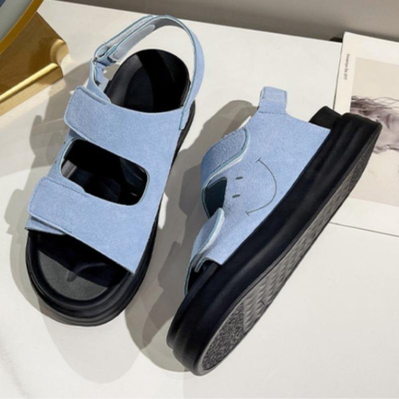 Explosive Sandals Women's New Summer Round Toe Open Toe Cutout Versatile Platform Heightened Casual Beach Shoes