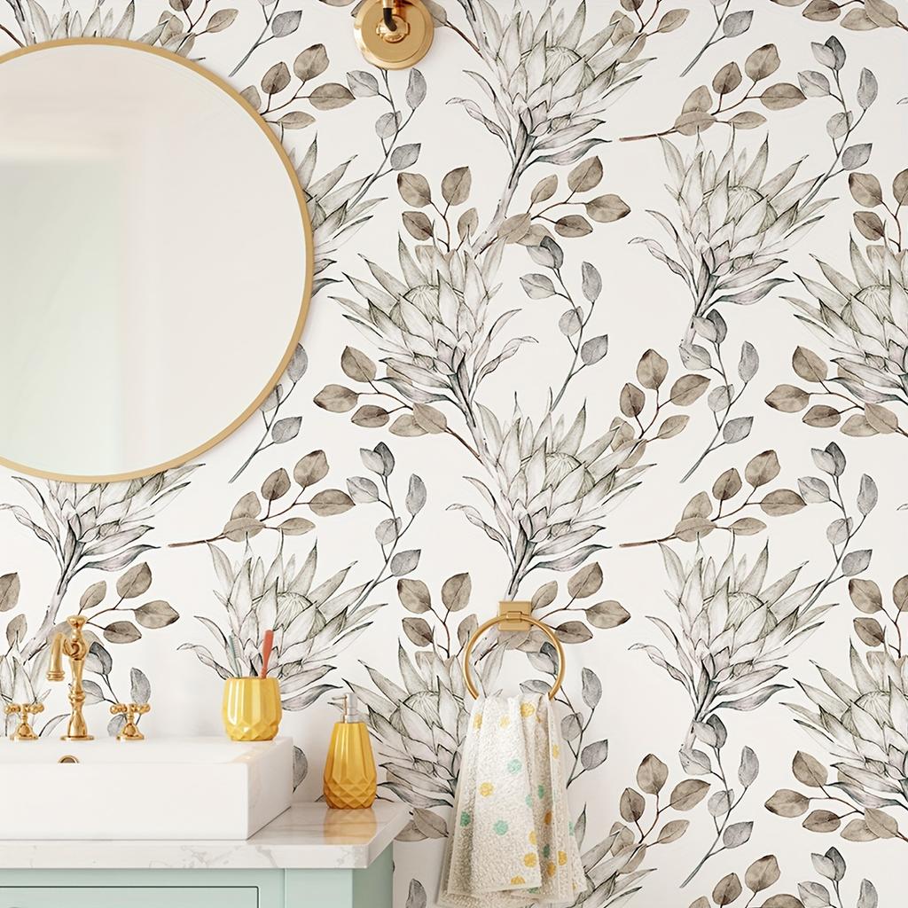 1 Roll Watercolour Leaf Pattern Thickened Self-adhesive Wallpaper Waterproof and Moisture-proof, Home Decoration Wall Stickers,