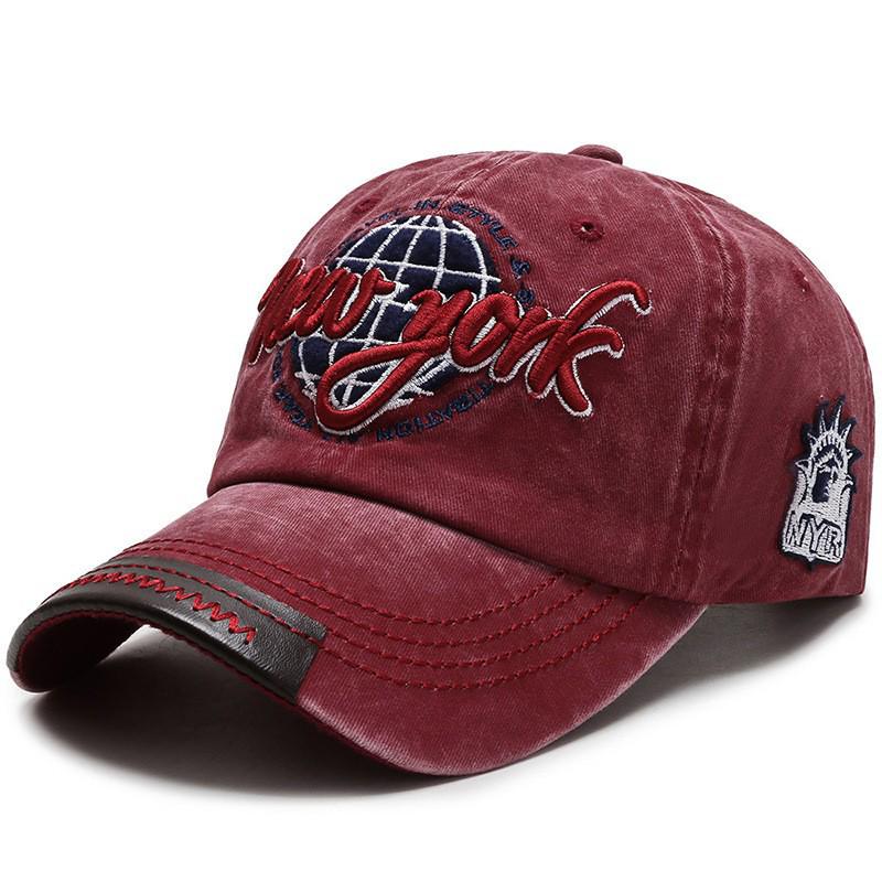 Unisex Washed Distressed Baseball Cap – Spring/Summer, Curved Brim, Letter Embroidery, Retro Style