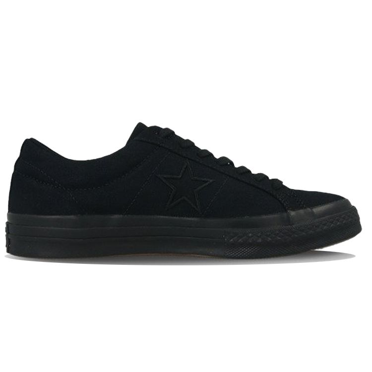 Converse One Star Leather Casual Slip Resistant Durable Lightweight Low Top Skate Shoes Unisex Sneakers Black 163380C