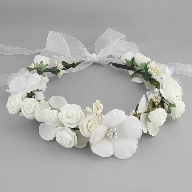Floral Fabric Wreath Headband for Bridal & Beach Photography