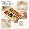 Κουτί Bento με 4 Θήκες, 1 Συσκευασία Κουτί Μεσημεριανού από Άχυρο με Καπάκι, Φορητό Δοχείο Φαγητού για Προετοιμασία Γευμάτων, Ταξίδι, Σχολείο, Εργασία