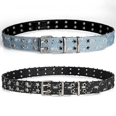 New Fashion Luxury Women's Belt Punk Trend Jeans Accessories Denim Girdle HipHop Y2k Star Hollowed Pin Buckle Belt,For Men Women