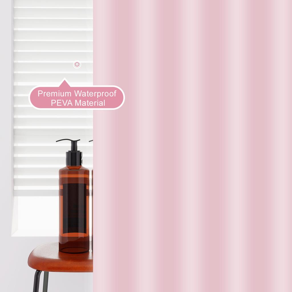 1Pc Minimalist Light Pink Shower Curtains, Basic Soild-Color Waterproof Bathroom Accessories