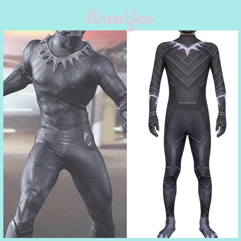 Disfraz de Halloween de primera calidad 2018 con collar y mono de Pantera Negra, conjunto de máscara