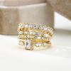 4-piece Set of Elegant and Fashionable Square Geometric Inlaid Zircon Women's Rings, Bridal Engagement Jewelry, Accessory Gifts