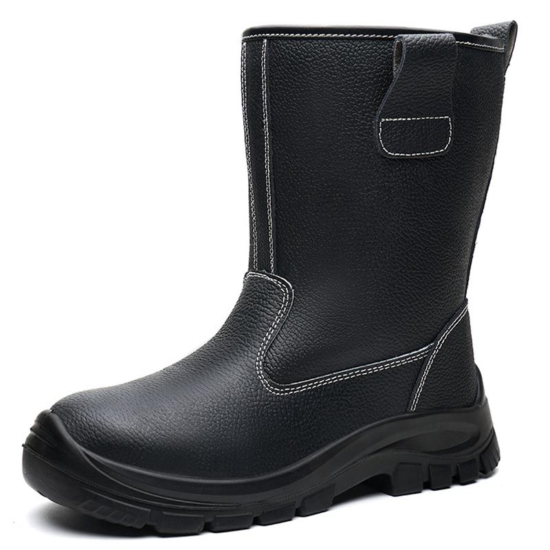 Black Leather Boots Men Steel Toe Shoes Waterproof Men Mining Boots Safety Shoes Puncture-Proof Safety Boot for Engineers Work