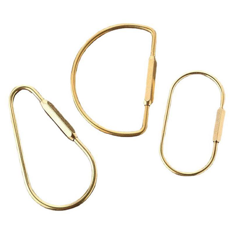 Einfacher Kupfer-Schlüsselanhänger Mit Schraubverschluss D-Form Haken Schlüsselring Karabiner Schnallen Clip D-Typ Hüftbehang Schlüsselhalter Zubehör