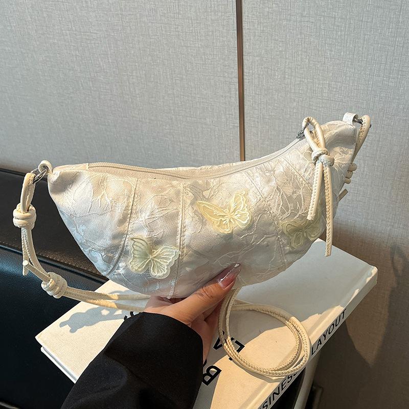 

New Chinese style national style bag women s 2025 new super fire lace butterfly embroidered shoulder bag large capacity messenger bag белый