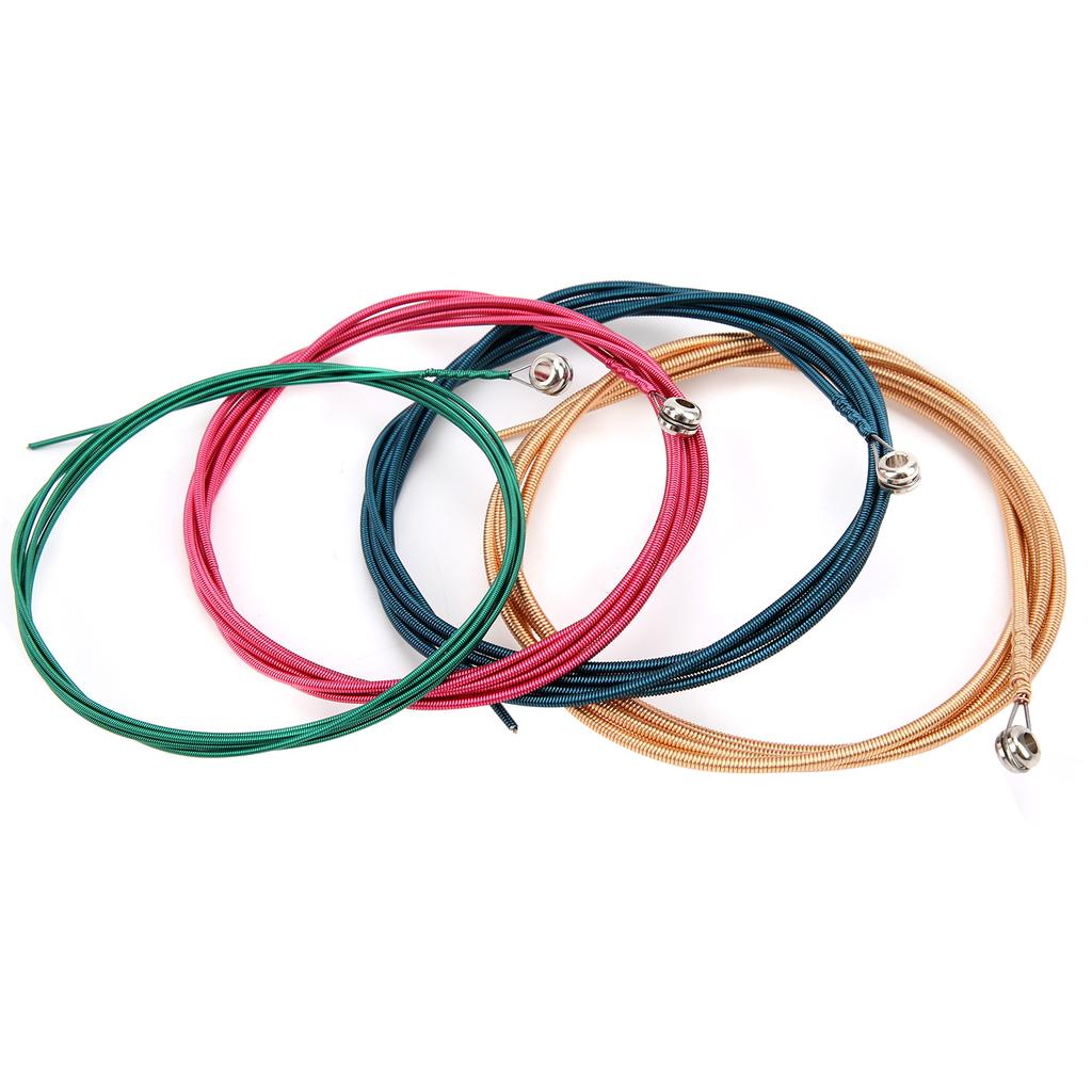 1 Set of 4 Guitar Strings with Ball End Metal Replacement for Acoustic Folk Electric BassColorful Light