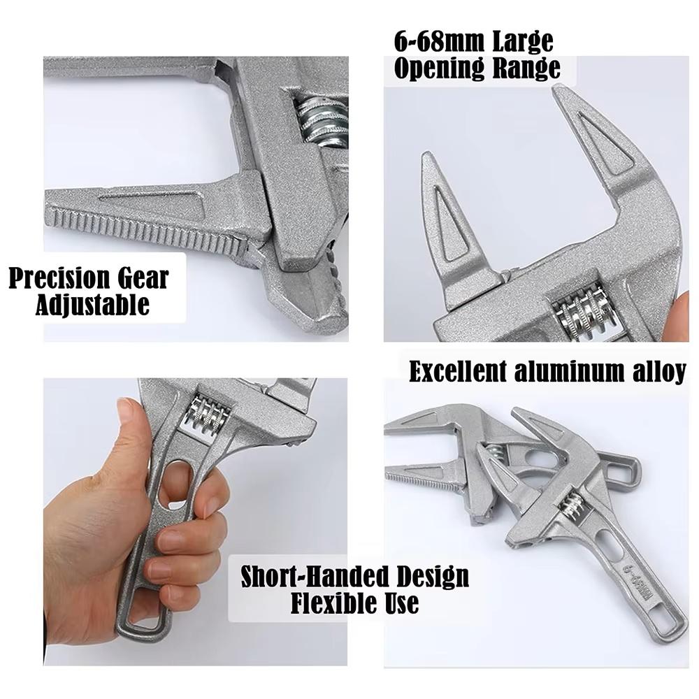 16-68mm Universal Repair Set Bathroom Hand Tools Large Opening Pipe Wrench Nut Key Adjustable Spanner Bathroom Repair Tool