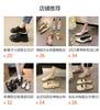 French square head single shoes women's shoes 2025 early spring new rhinestone thick heel low heel shoes one pedal shallow high heels