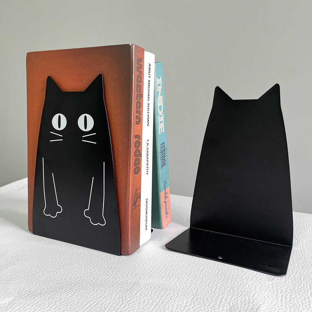 Niedliche Schwarze Katze Buchstützen Schwerlast Metall Buchstützen Büro Schreibtisch Zuhause Bücherregal Für Buchliebhaber Buchständer Bürobedarf