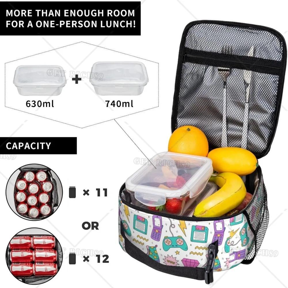 Skates Game Theme Insulated Lunch Bag for Women Men Diamond Mobile Phone Reusable Lunch Box Cooler Bag for Office Picnic