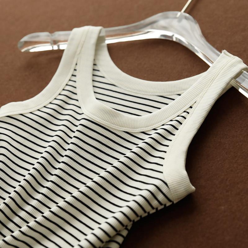 Cotton Striped Tank Top For Women Summer High Elasticity Comfortable Casual Wear