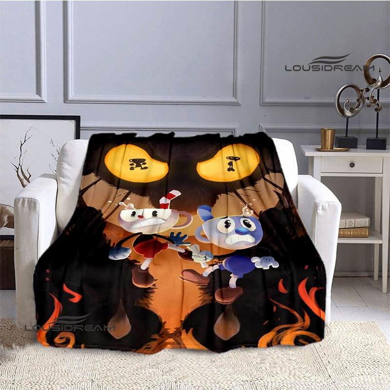Cuphead Anime Bedruckte Decke für Kinder, warme, schöne Decke, Flanell, weiche und bequeme Decke, Heimreise, Geburtstagsgeschenk