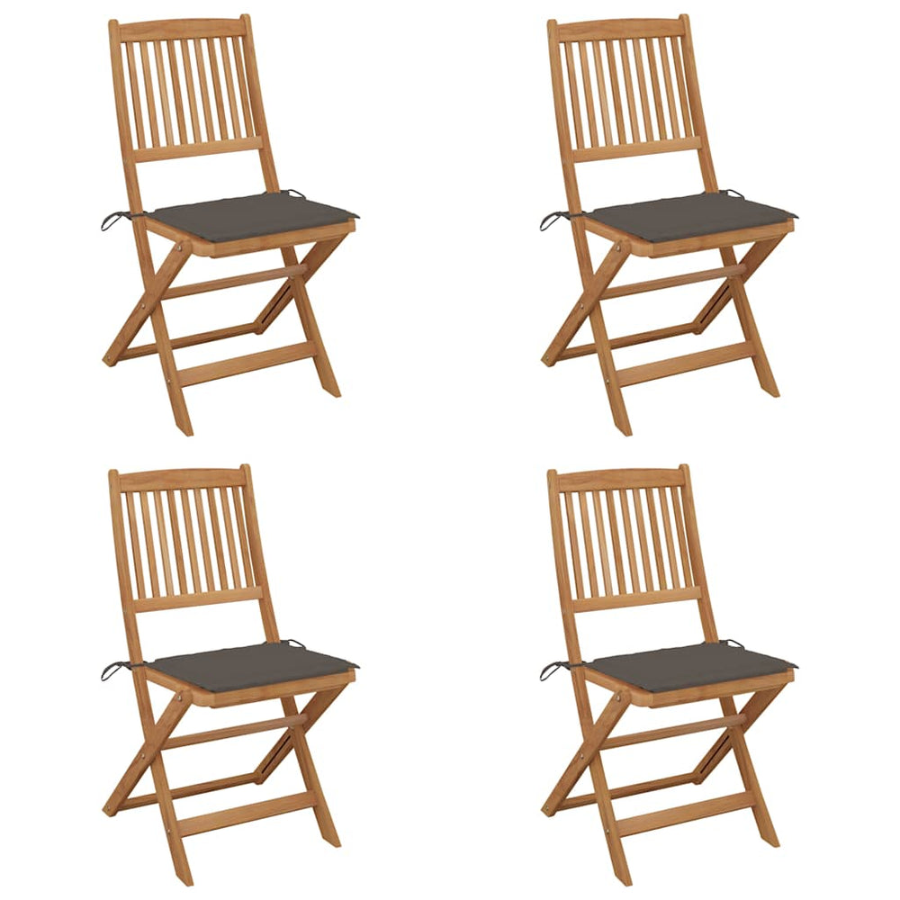 Folding Garden Chairs Set of 4 with Cushions Acacia Wood