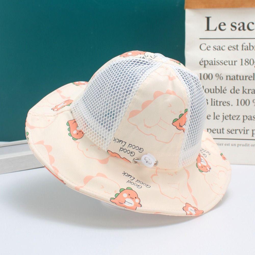

Dinosaur Print Baby Sun Hat Mesh Breathable Fisherman Cap Cute Children Bucket Hat Summer кавовий