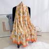 Flower Print Satin Scarf Imitation Silk Soft Skin Friendly Shawl Spring Autumn Casual Decoration Inelastic Neck Scarf