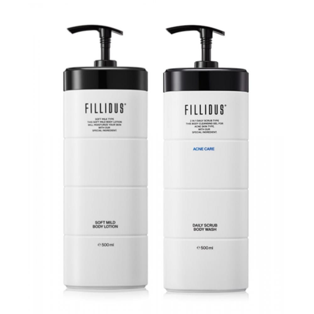 Fillidus Daily Scrub Body Wash 500ml + Mild Body Lotion 500ml none