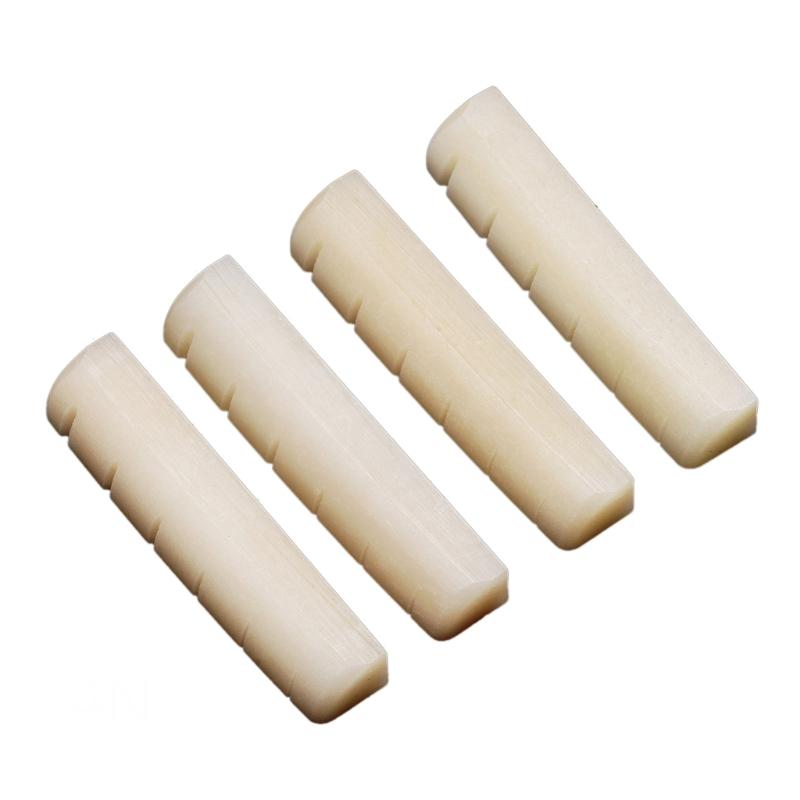 Bone Bridge Saddle and Nut, Set of 6 String Guitar Saddle and Nut, Guitar Replacement Part for Acoustic and Folk Guitar