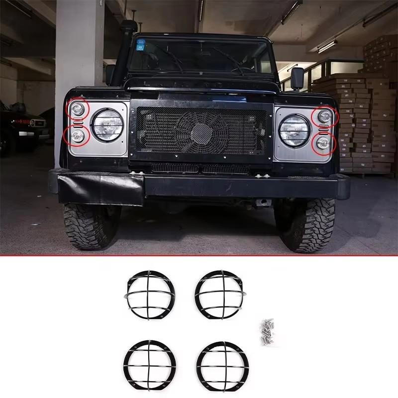 For Land Rover Defender 110 2004-2019 Car Headlight Lampshade Headlamp Lens Cover Protection Net Grill Guard Trim