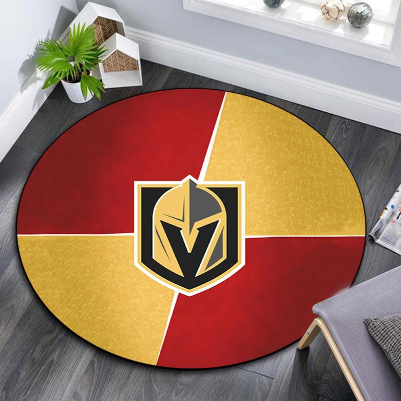 Vegas Golden Knights Runder Teppich, Teppich für Wohnzimmer Schlafzimmer Sofa Spielzimmer Dekor, Rutschfeste Bodenmatte