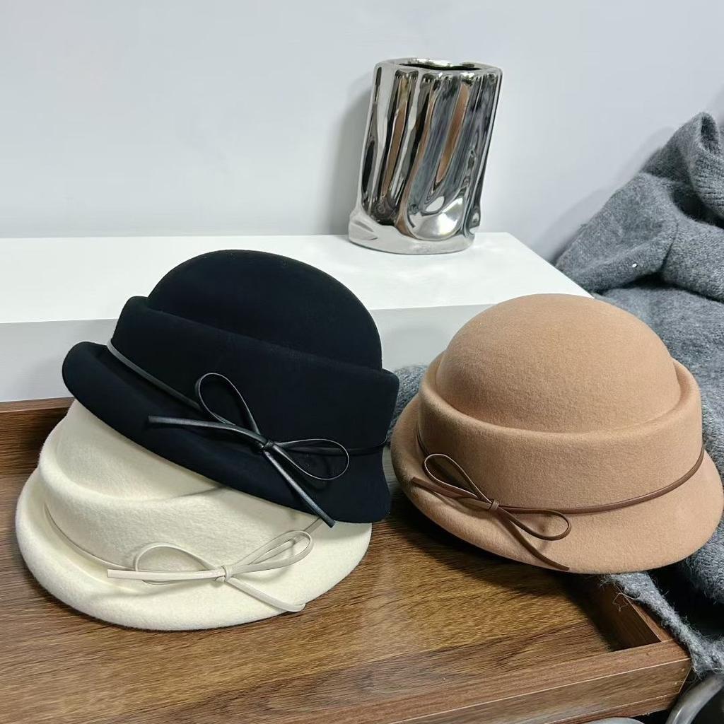 Hat Women's New Style Foreign Style Top Hat Hepburn Style Beret Black Fisherman Hat