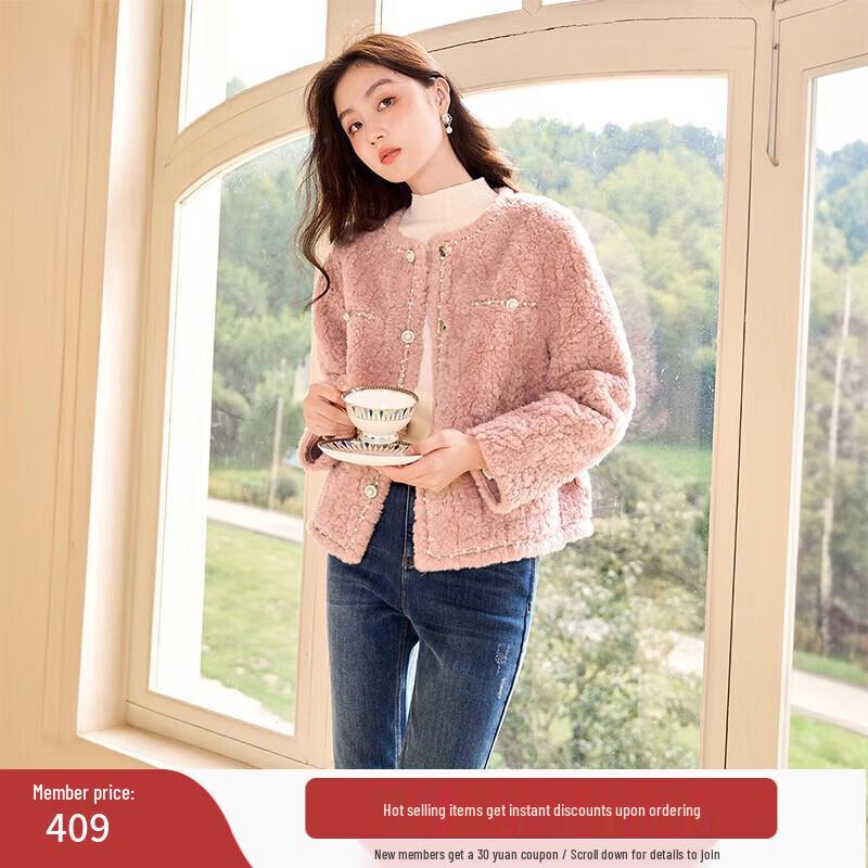 Xiangying Women's Short Faux Lamb Wool Jacket