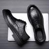 Men's Formal Leather Shoes Casual Business British Style Soft Bottom Black Wedding Groomslipper Rubber Bottom Adult Footwear