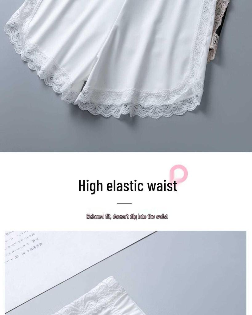 Women's Summer Lace Trim Anti-Exposure Ice Silk Safety Shorts