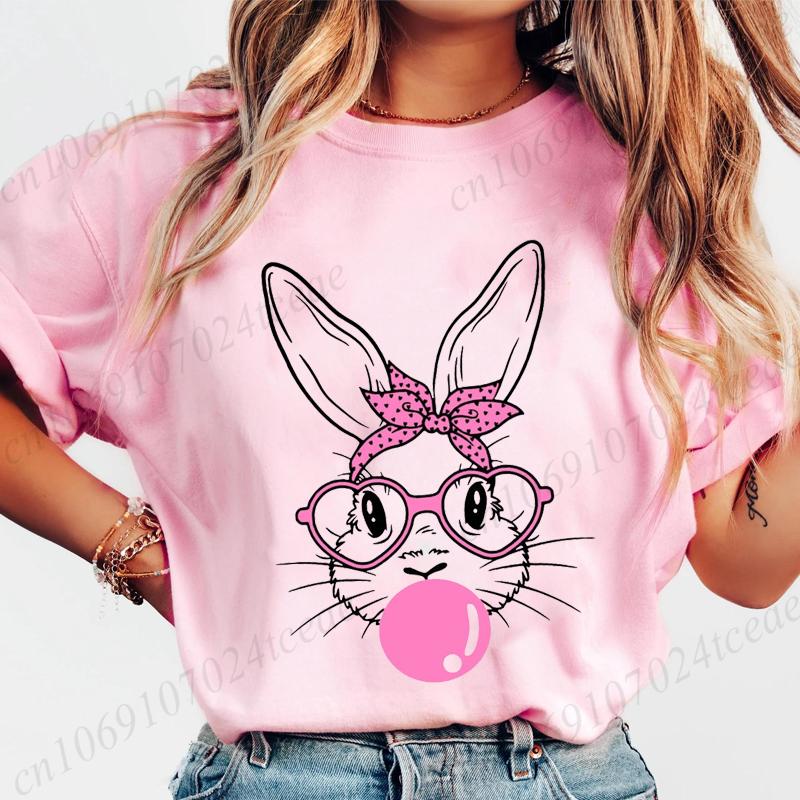 Coquette Bunny Print Women T-shirt Tshirt Summer Bunny Graphic Fashion Female T Shirts Woman Clothing Rabbit Cartoon Clothes